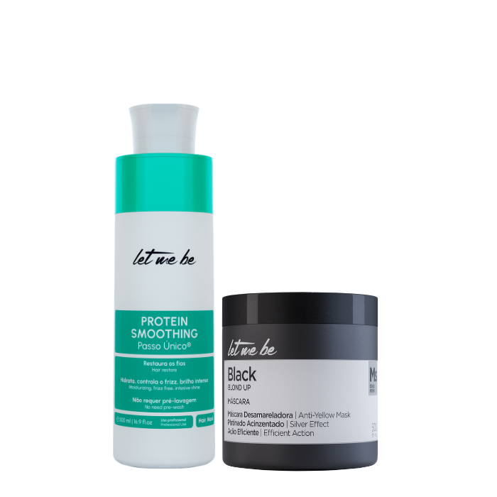 Alisado Protein Smoothing un solo paso | 500 ml + Mascarilla Matiz Negra - efecto gris | 500g