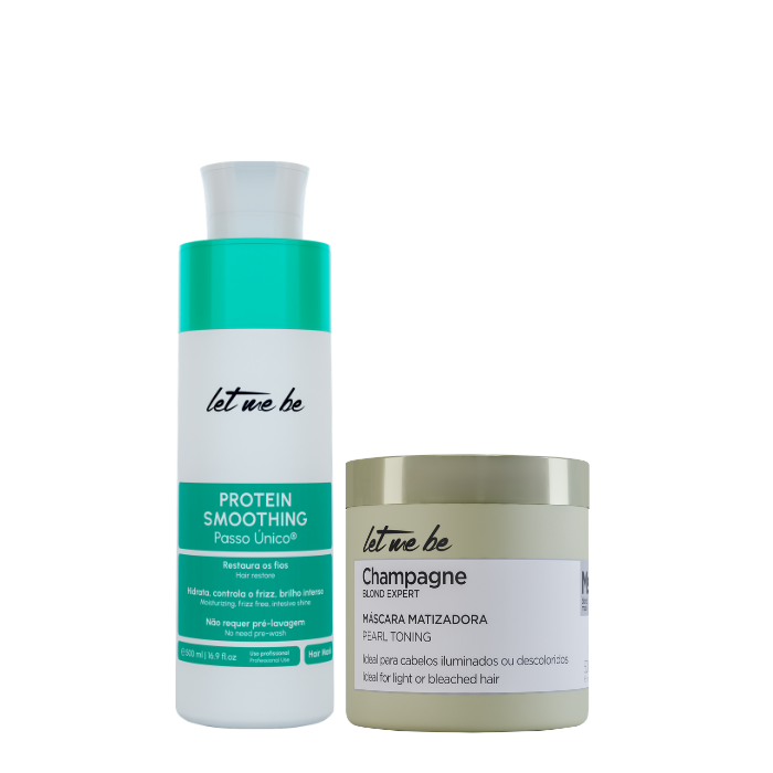 Alisado Protein Smoothing un solo paso | 500 ml + Mascarilla Matiz Champagne - Efecto perlado | 500g