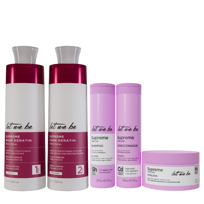 Kit Alisado Supreme Mask Keratin | 2x1L + Kit Mantenimiento Supreme | Post-progresivo