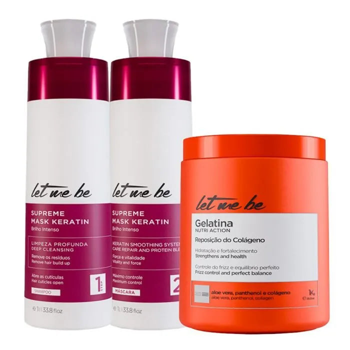 Kit Alisado Supreme Mask Keratin | 2x1L + Mascarilla Gelatina: hidratación y reemplazo del colágeno | 1kg