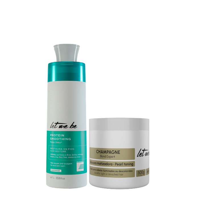 Alisado Protein Smoothing un solo paso | 1L + Mascarilla Matiz Champagne - Efecto perlado | 500 g