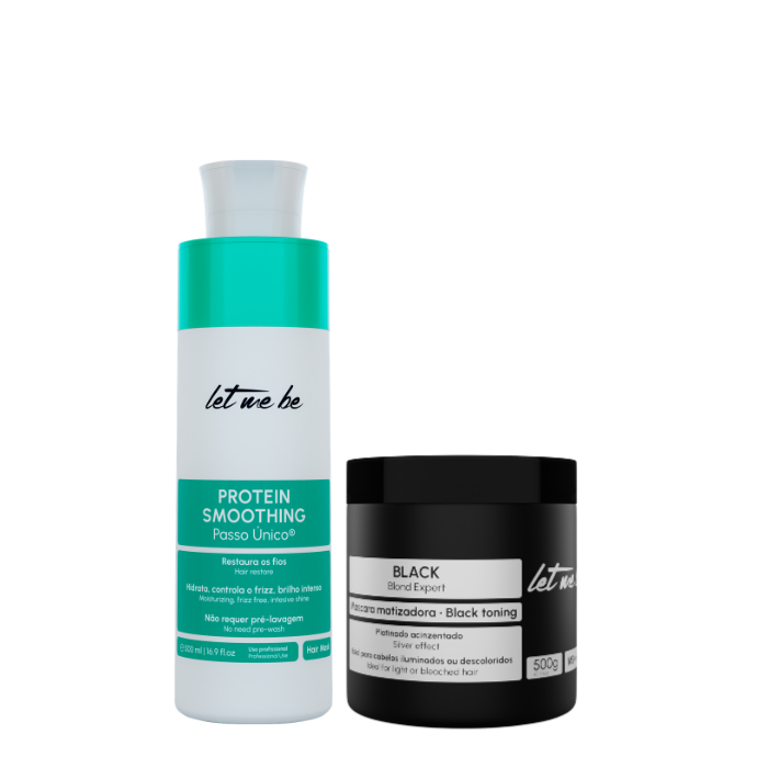 Alisado Protein Smoothing un solo paso | 500 ml + Mascarilla Matiz Negra - efecto gris | 500g