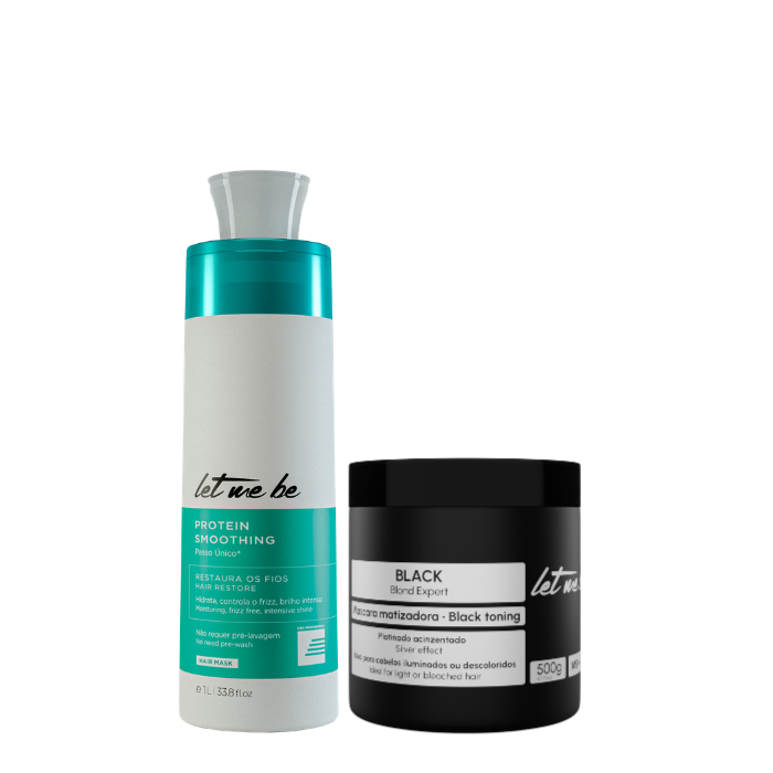 Alisado Protein Smoothing un solo paso | 1L + Mascarilla Matiz Negra - Efecto griss | 500g