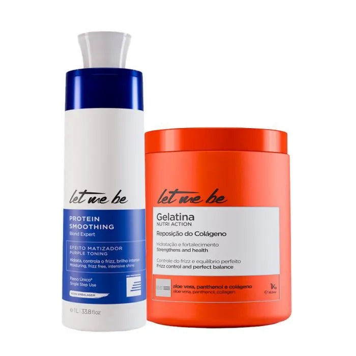 Alisamento Blond Expert Passo Único | 1L + Máscara Gelatina – Hidratação e Reposição do Colágeno | 1Kg