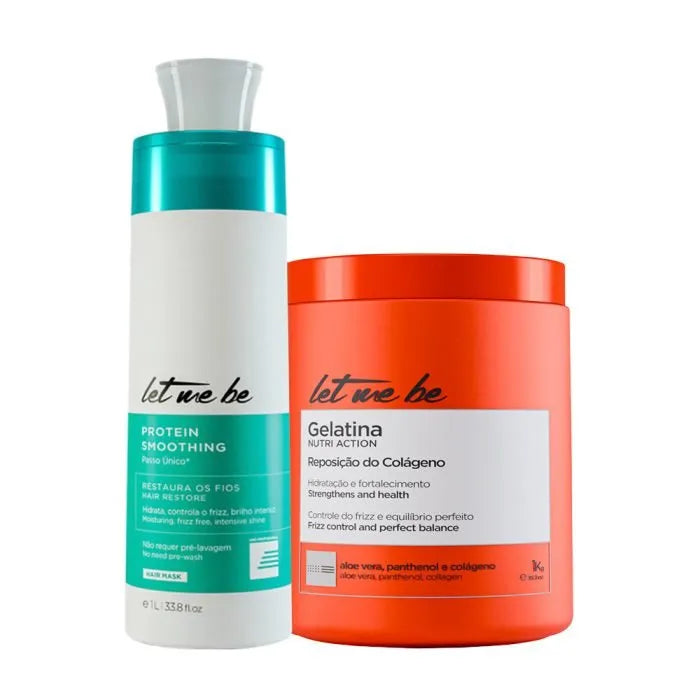 Alisamento Protein Smoothing Passo Único | 1L + Máscara Gelatina – Hidratação e Reposição do Colágeno | 1Kg