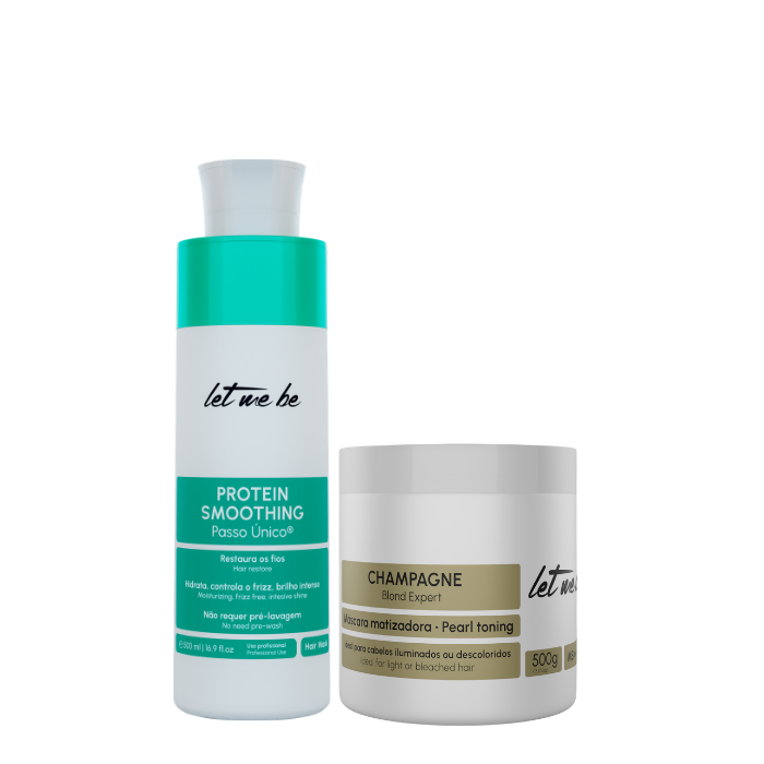 Alisado Protein Smoothing un solo paso | 500 ml + Mascarilla Matiz Champagne - Efecto perlado | 500g
