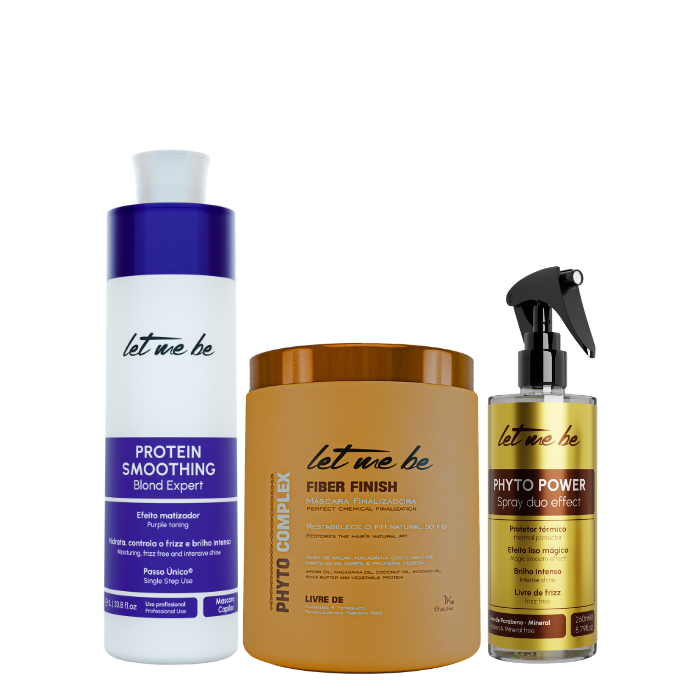 Alisado Protein Smoothing Blond Expert | 1L + Mascarilla Finalizadora Phyto Complex Fiber Finish | 1kg + Spray Phyto Power | 260ml